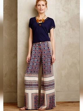 Elevenses Yida Medallion Wide Leg Palazzo Pants Size 6